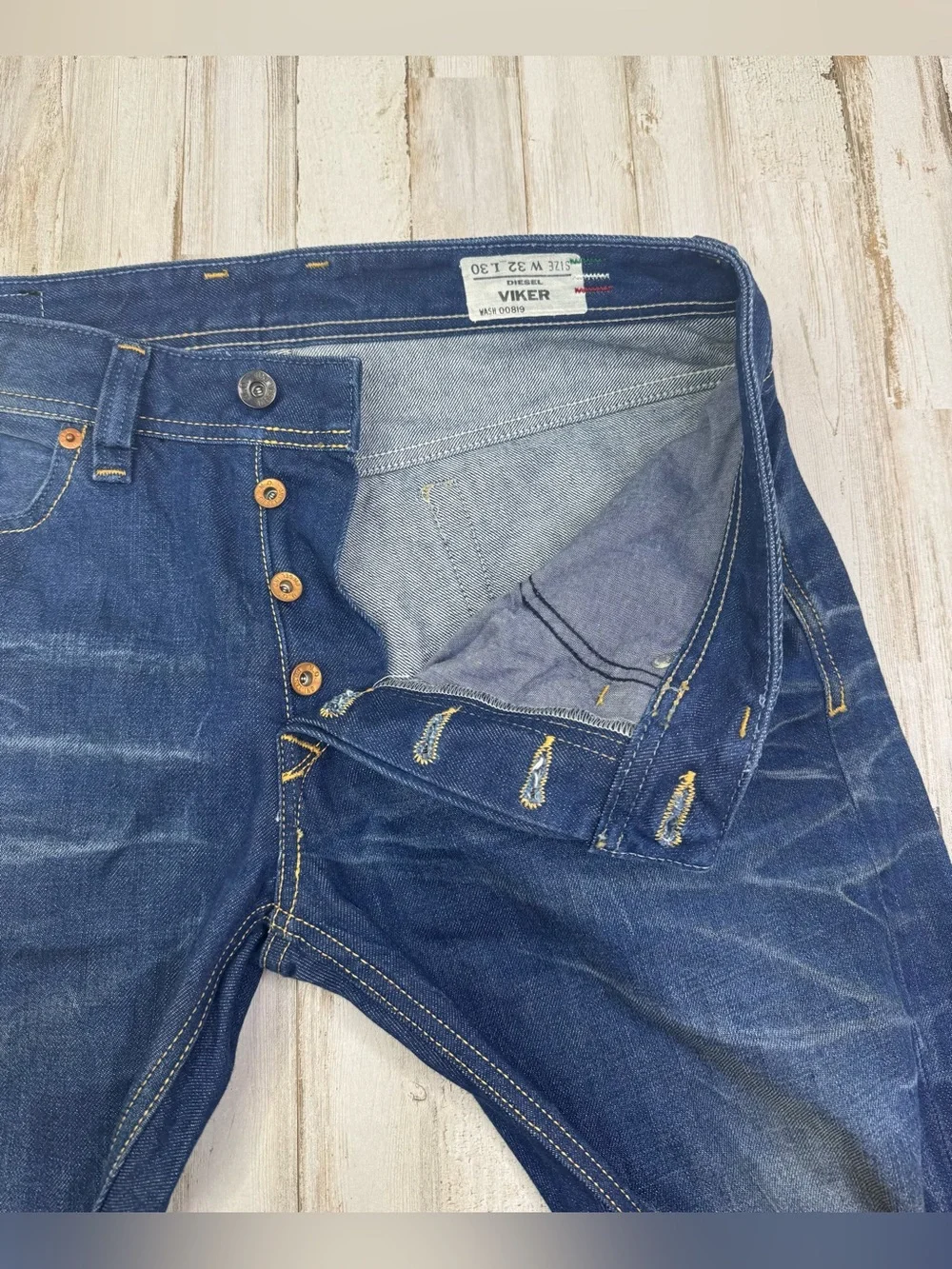 Diesel Viker Mens Jeans 32x30 (34x30) Straight Blue Denim Wash 00819